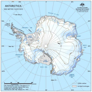 Antarctica : 1000 metre contours
