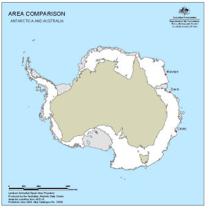 Comparison Map of Antarctica and Australia