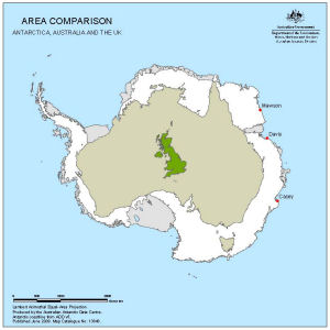 Area comparison - Antarctica, Australia and the UK