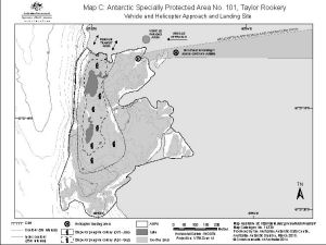 Antarctic Specially Protected Area No. 101<br>
Taylor Rookery<br>
Map C: Helicopter Approach and Landing site