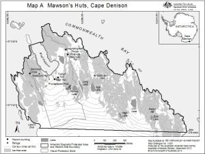 Mawson's Huts, Cape Denison<br>
Map A