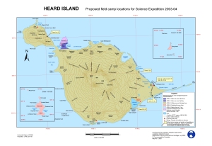 Heard Island, Proposed field camp locations for Science Expedition 2003-04.