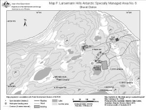 Larsemann Hills Antarctic Specially Managed Area No.6<br>
Map F: Bharati Station
