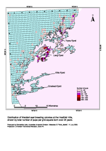 Distribution of Weddell seal breeding colonies at the Vestfold Hills